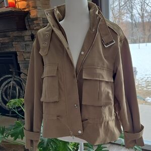 Cropped Bomber Jacket Women, Khaki